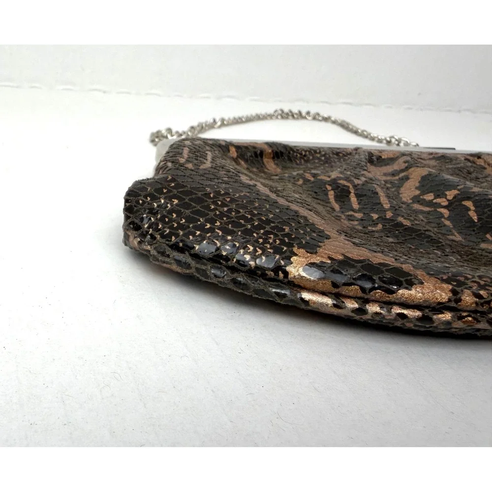 Deux Lux Snakeskin Clutch Womens Small Bronze Gold Fair Metallic Evening Bag